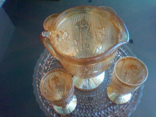 jarron antiguo con 8 vasos estlo copas (74~os - Imagen 1